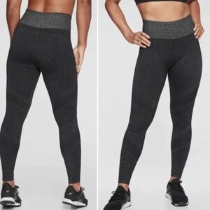 Athleta Glitter Leggings Size Medium High Waisted Black Lurex Twilight Metallic